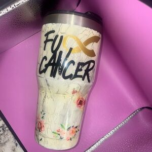 Floral Cancer Awareness Tumbler